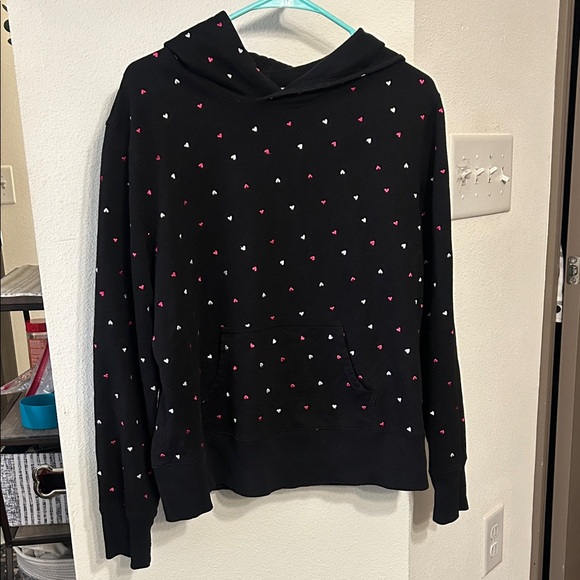 Lady Foot Locker Tops - Chic Black and pink Heart Pattern Hoodie